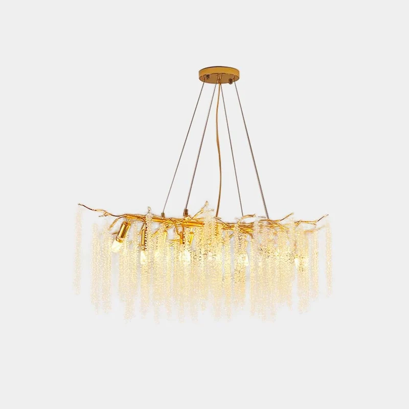 Kristallen Kroonluchter met Wilgentakken Design Plafondlamp Goud Aluminium LED Verstelbare Lichtkleur Eetkamer | Sansoti