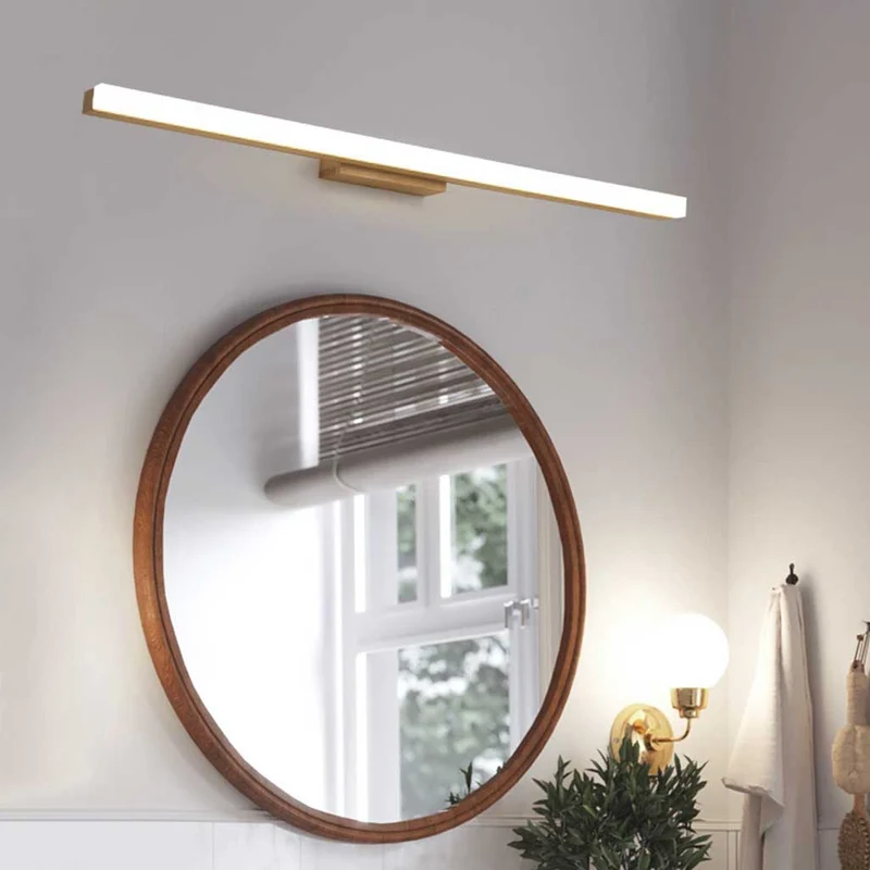 Houten Wandlamp LED Badkamerspiegel Schakelaar 3 Lichtkleuren 40cm 60cm 80cm Rubberhout Scandinavisch | Sansoti