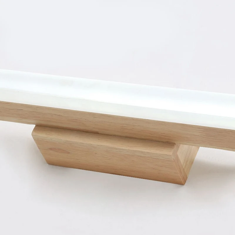 Houten Wandlamp LED Badkamerspiegel Schakelaar 3 Lichtkleuren 40cm 60cm 80cm Rubberhout Scandinavisch | Sansoti