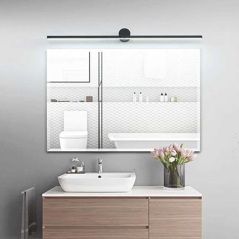 Lineaire Badkamerlamp Zwart Metaal LED Wandverlichting Spiegel Modern Minimalistisch Design 60-150cm | Sansoti