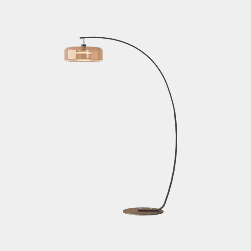 Gebogen Staande Vloerlamp Glazen Kap IJzeren Voet Dimbaar Modern Design Leeslamp Woonkamer Slaapkamer | Sansoti