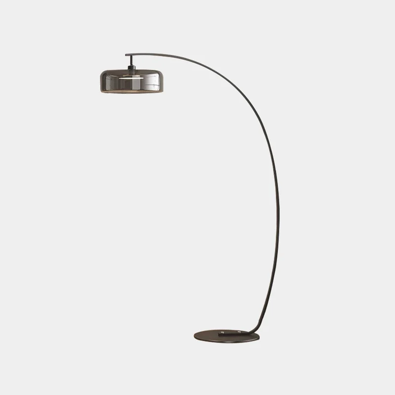 Gebogen Staande Vloerlamp Glazen Kap IJzeren Voet Dimbaar Modern Design Leeslamp Woonkamer Slaapkamer | Sansoti