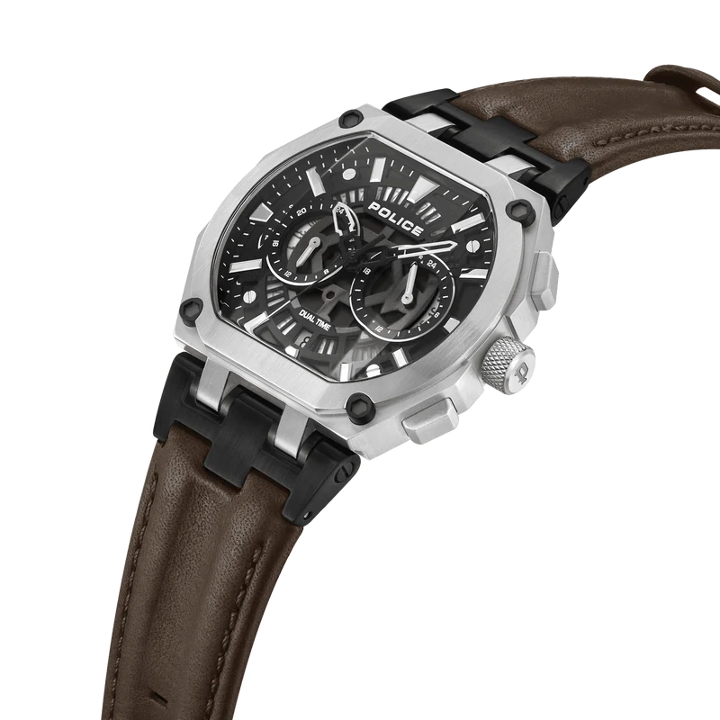 Police Shield PEWGF0054403 Herrenuhr Braun • Multifunktionswerk • Verschraubtes Gehäuse