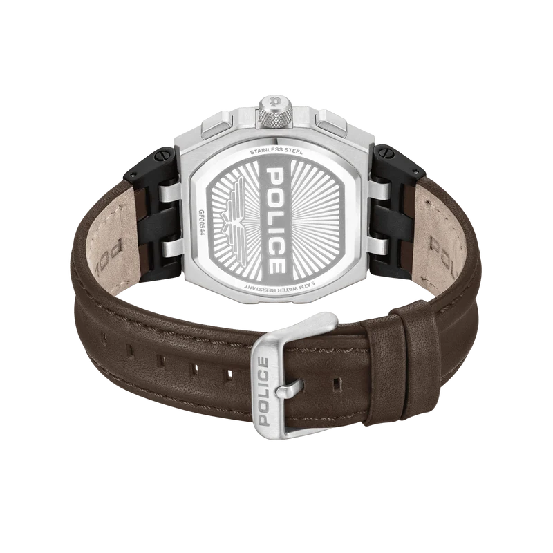 Police Shield PEWGF0054403 Herrenuhr Braun • Multifunktionswerk • Verschraubtes Gehäuse