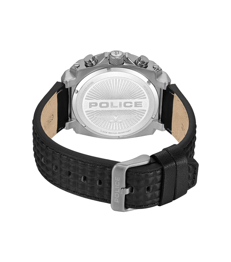 Police Norwood PEWGF0040002 Herrenuhr Schwarz • Multifunktions-Chronograph • Lederarmband