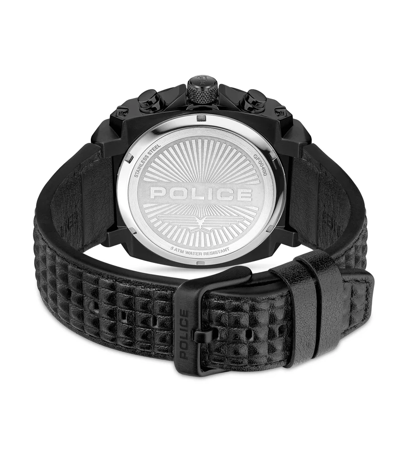 Police Norwood PEWGF0040001 Herren • Chronograph • Schwarzes Lederarmband