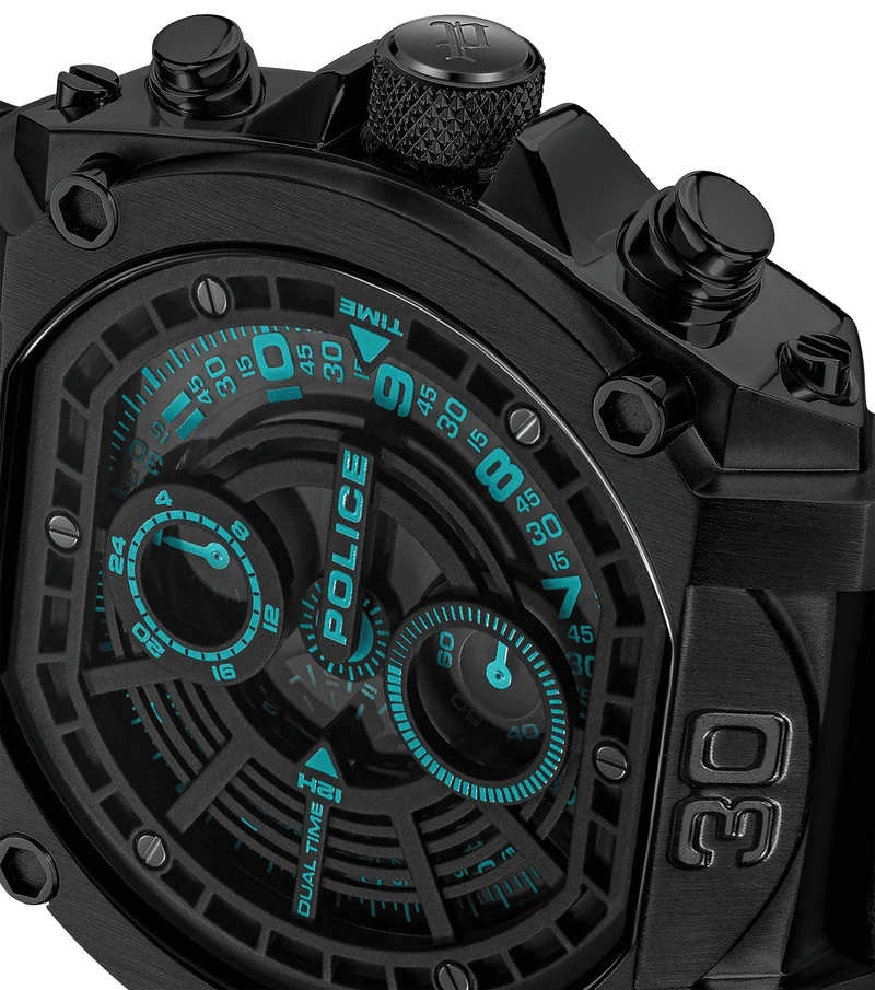 Police Norwood PEWGF0040001 Herren • Chronograph • Schwarzes Lederarmband