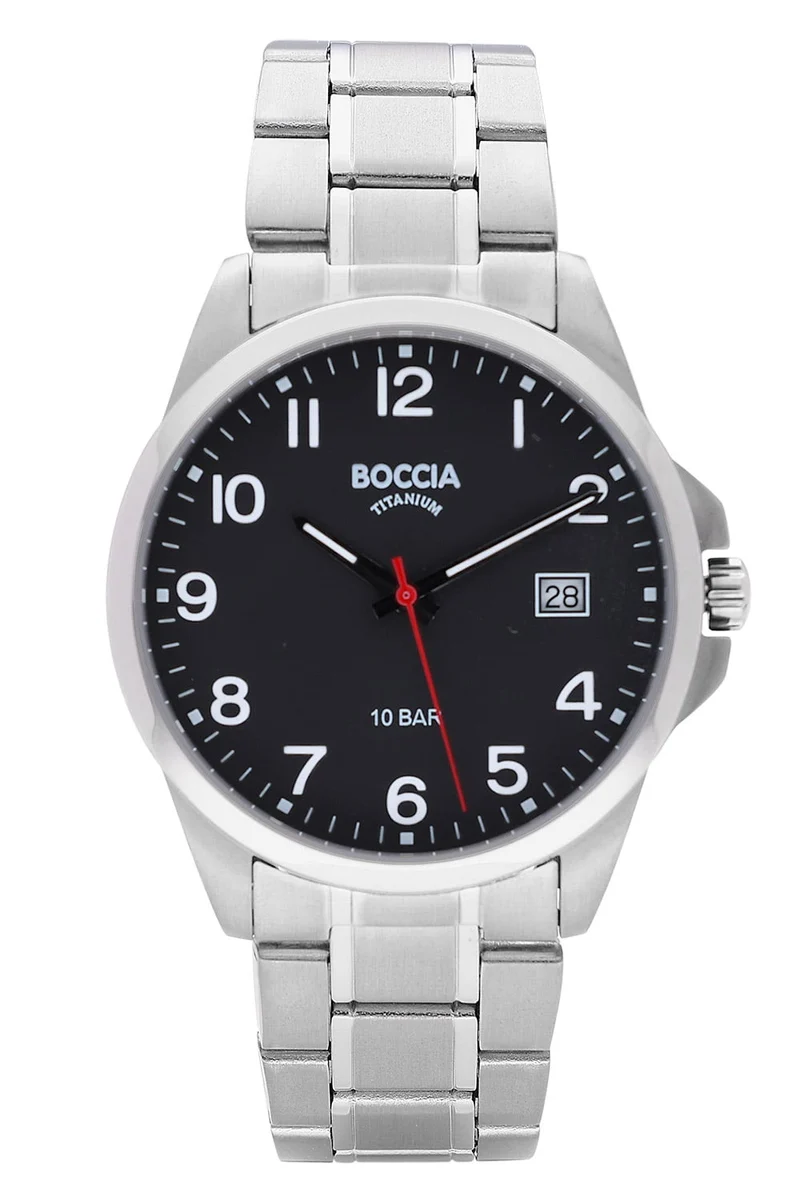 Boccia 3671-03 Herren Armbanduhr Titan/Schwarz • Mineralglas • Datumsanzeige