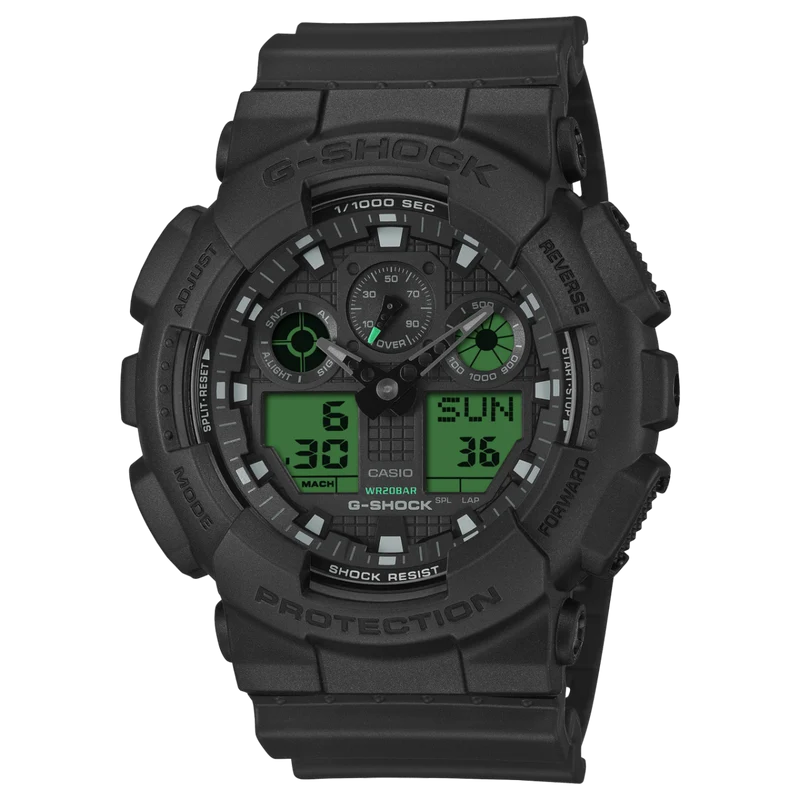 Casio G-Shock GA-100BEG-1AER Herren Armbanduhr Schwarz • Stoßfestes Resingehäuse • 200 m Wasserdichtigkeit