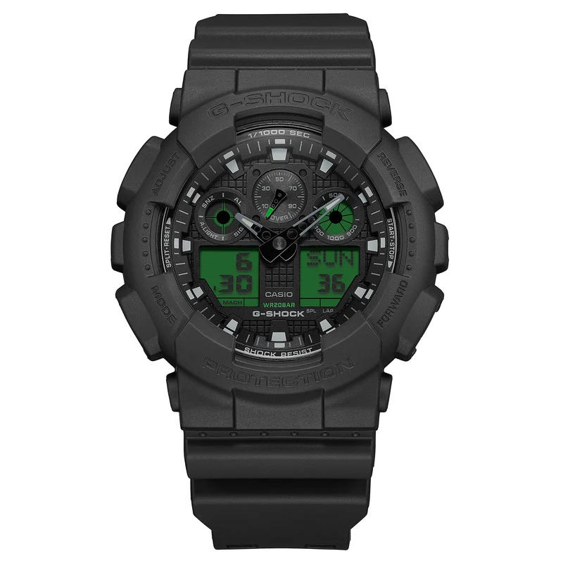 Casio G-Shock GA-100BEG-1AER Herren Armbanduhr Schwarz • Stoßfestes Resingehäuse • 200 m Wasserdichtigkeit