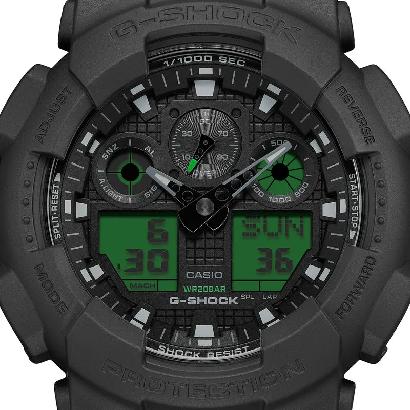 Casio G-Shock GA-100BEG-1AER Herren Armbanduhr Schwarz • Stoßfestes Resingehäuse • 200 m Wasserdichtigkeit