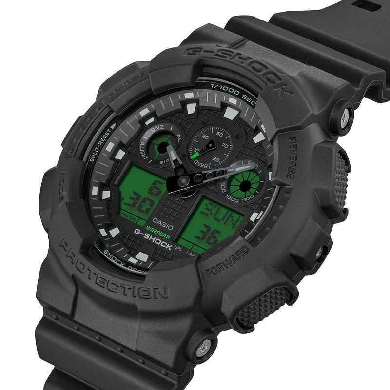 Casio G-Shock GA-100BEG-1AER Herren Armbanduhr Schwarz • Stoßfestes Resingehäuse • 200 m Wasserdichtigkeit