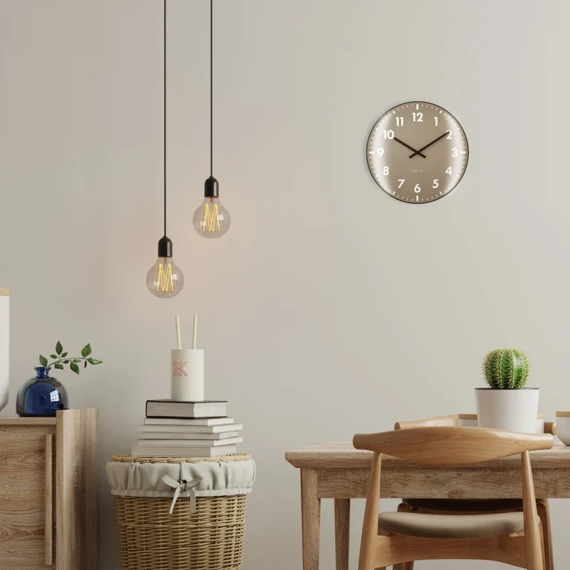 Wall Clock 35cm Domed Glass Lens-Silent-Glass-NeXtime 'Duomo'