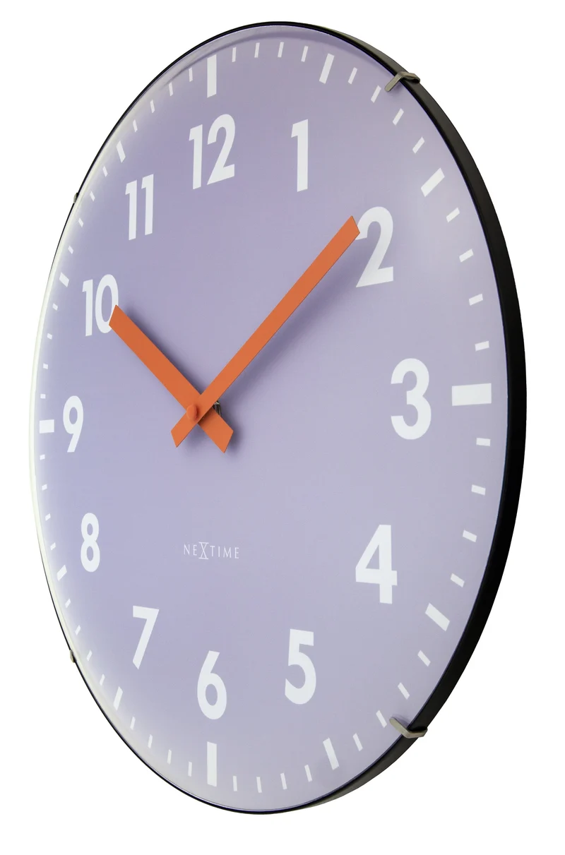 Wall Clock 35cm Domed Glass Lens-Silent-Glass-NeXtime 'Duomo'