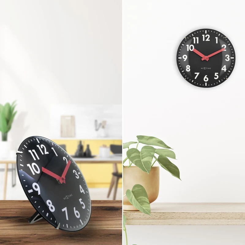 Table/Wall clock 20cm - Domed glass lens - Silent - Glass - "Duomo Mini"