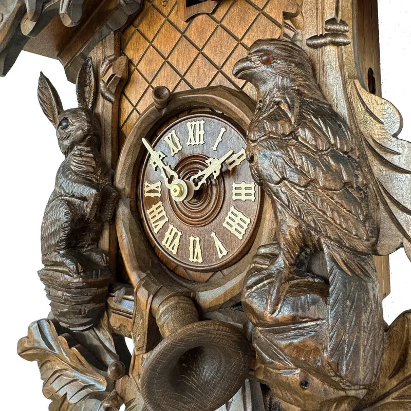 Rombach & Haas Tradition 3550-N Wanduhr Holz (dunkel) • Mechanisches 8-Tage-Werk • Handgeschnitzte Schwarzwälder Kuckucksuhr