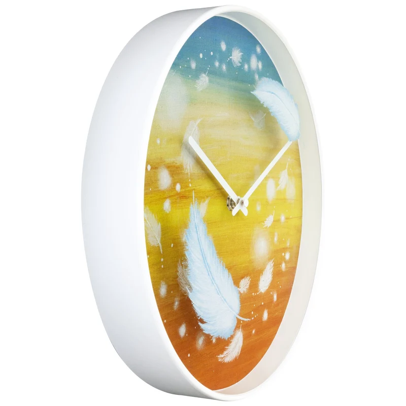 Wall clock 30cm - Silent - Multicolour - Plastic - "Feathers"