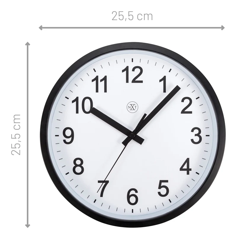 Wall clock 25.5cm - Silent - Plastic - "Robust"