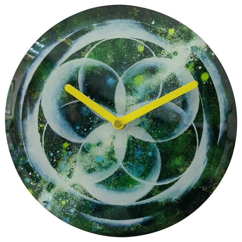 Table/Wall clock 20cm - Silent - Green - Tempered Glass - "Cosmo Table"