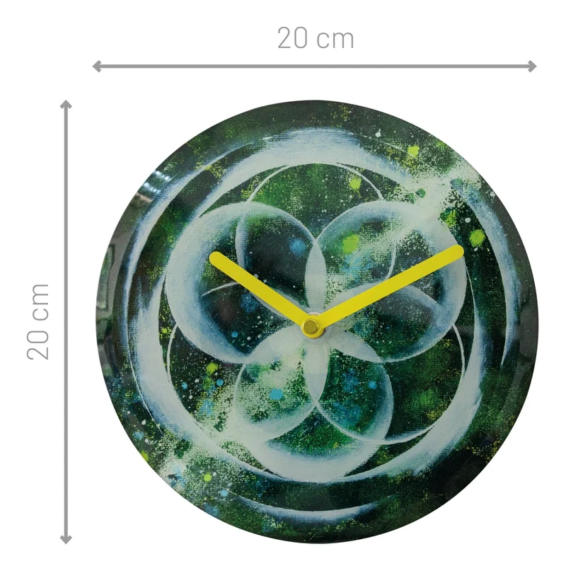 Table/Wall clock 20cm - Silent - Green - Tempered Glass - "Cosmo Table"