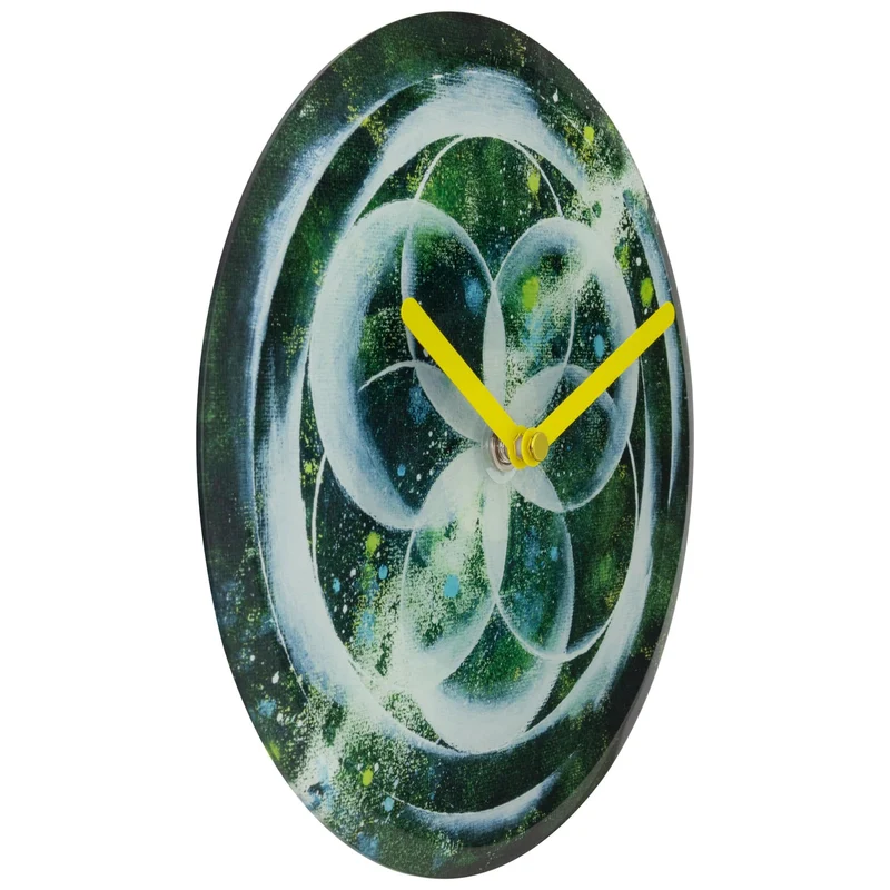 Table/Wall clock 20cm - Silent - Green - Tempered Glass - "Cosmo Table"