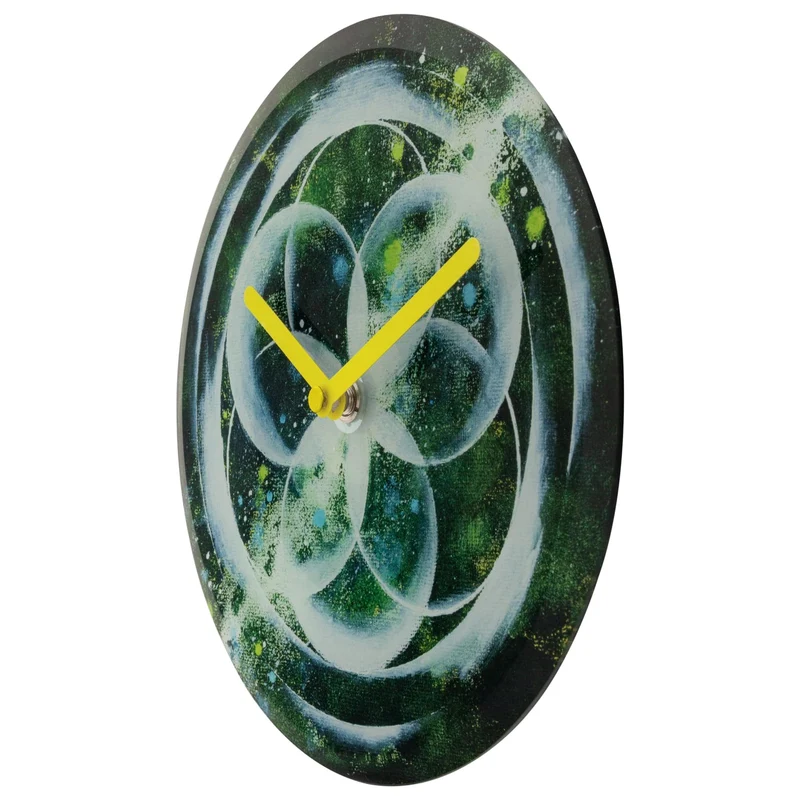 Table/Wall clock 20cm - Silent - Green - Tempered Glass - "Cosmo Table"