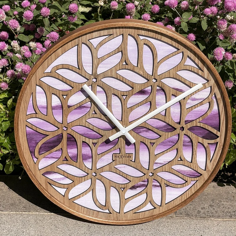 Wall clock 40cm - Silent - Purple - Wood - "Yogi"