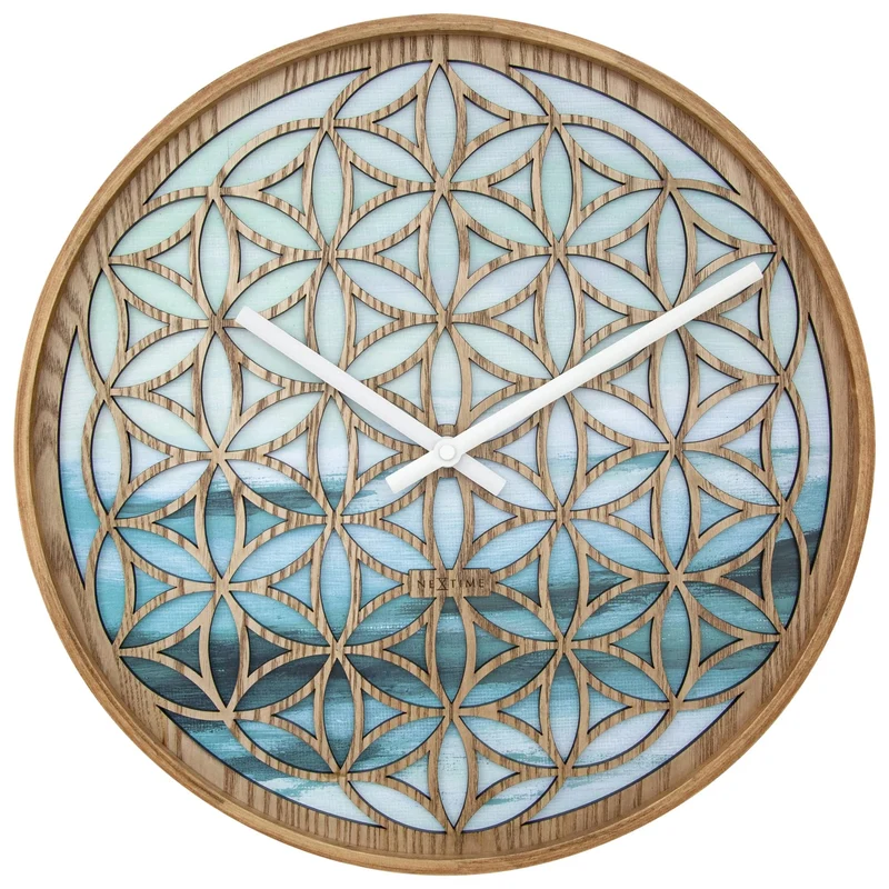 Wall clock 40cm - Silent - Green - Wood -"Concord"