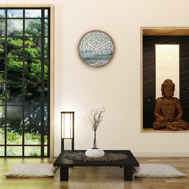 Wall clock 40cm - Silent - Green - Wood -"Concord"