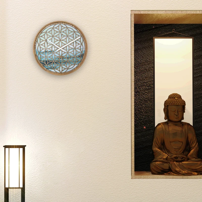 Wall clock 40cm - Silent - Green - Wood -"Concord"