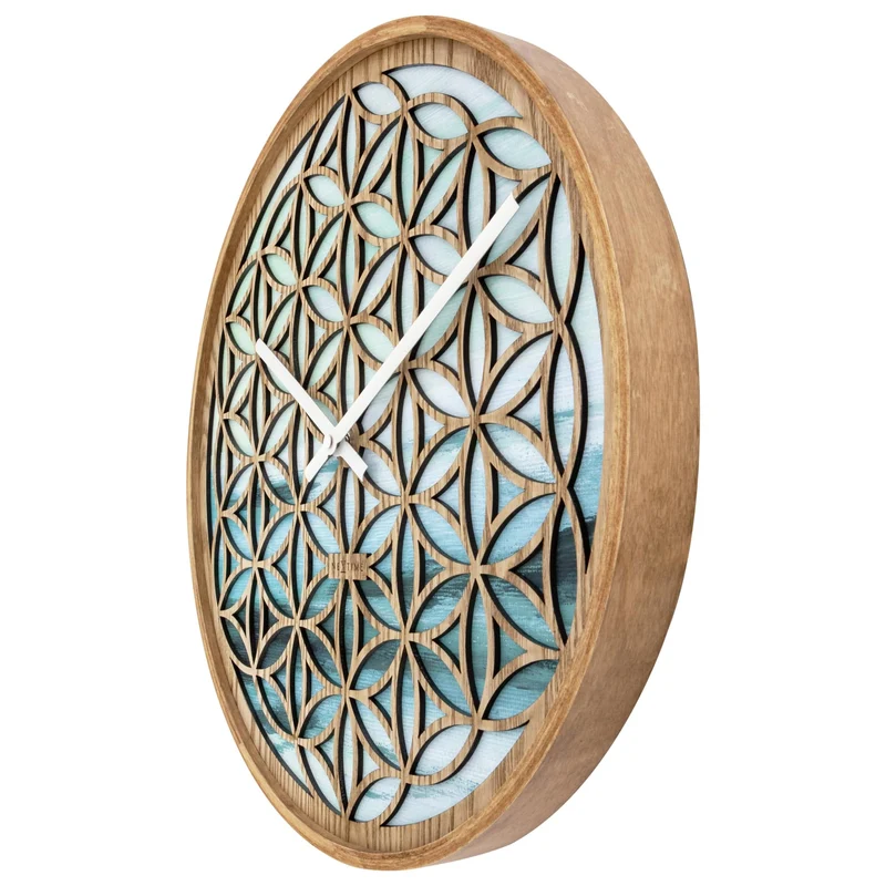 Wall clock 40cm - Silent - Green - Wood -"Concord"