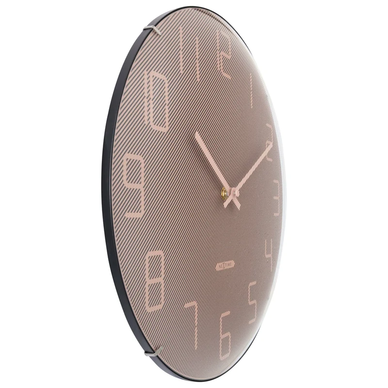 Wall Clock 35cm Domed Glass Lens - Silent - Glass -"Shade"