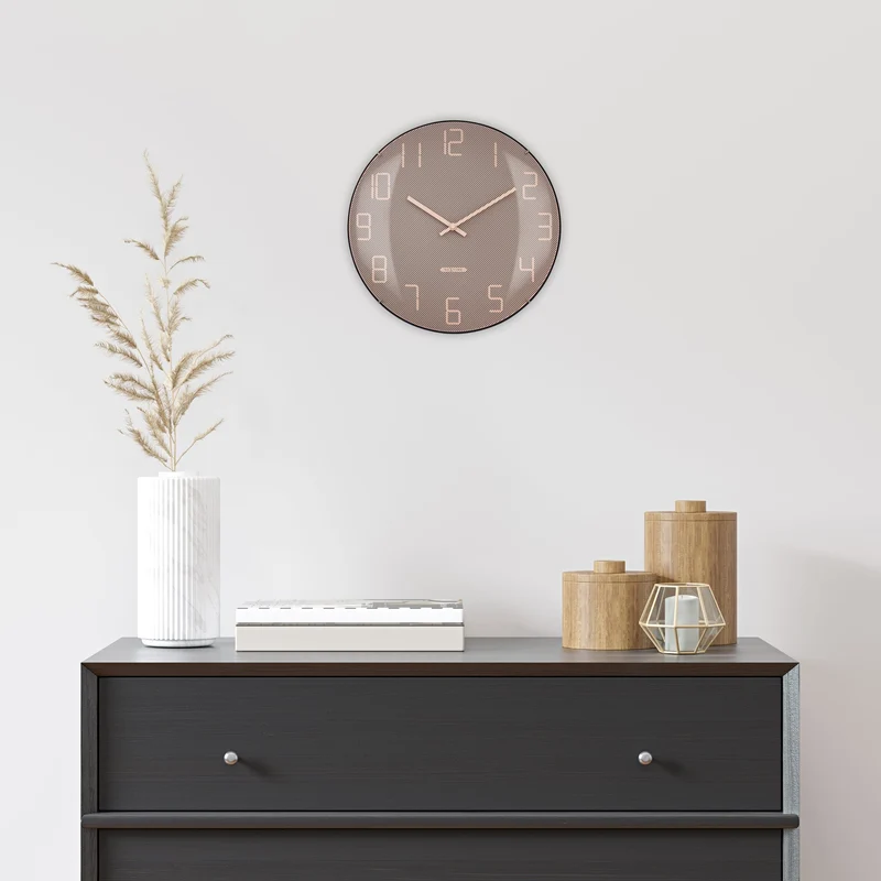Wall Clock 35cm Domed Glass Lens - Silent - Glass -"Shade"