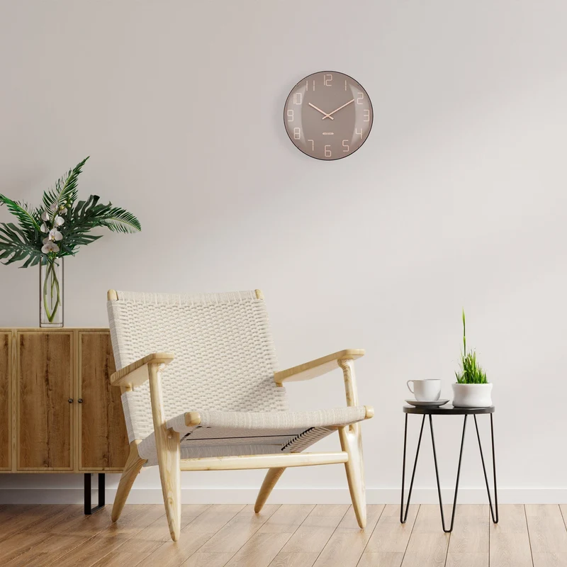 Wall Clock 35cm Domed Glass Lens - Silent - Glass -"Shade"