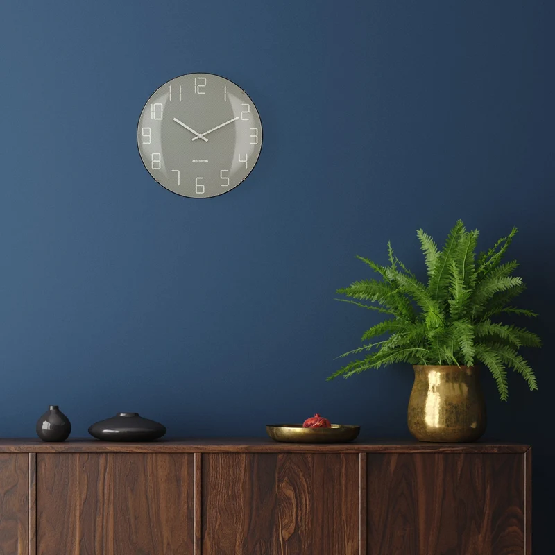 Wall Clock 35cm Domed Glass Lens - Silent - Glass -"Shade"
