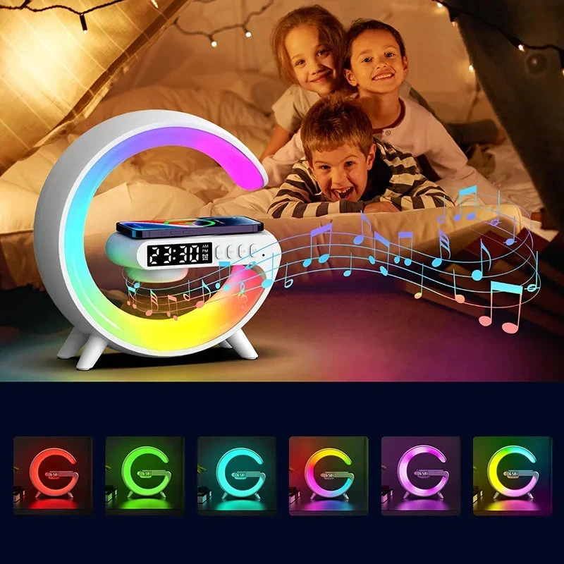 Nachttischlampe mit Wecker und Induktionsladung