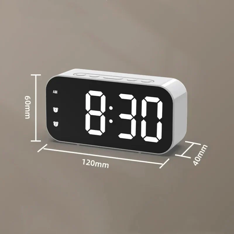 Moderner LED-Wecker mit großer Spiegelanzeige