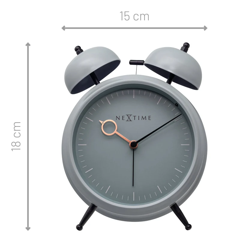 Table Alarm Clock 15x18x7cm - Silent - Light function - Metal "Golden Hour"
