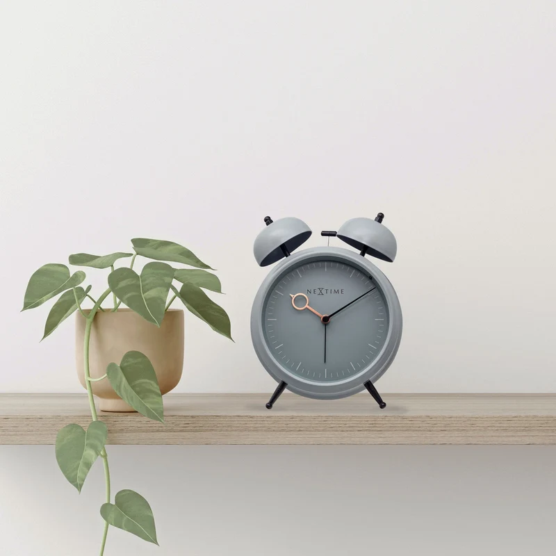 Table Alarm Clock 15x18x7cm - Silent - Light function - Metal "Golden Hour"