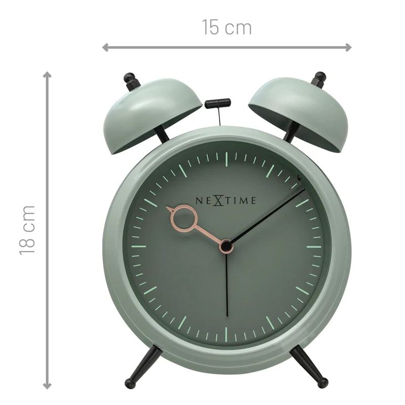 Table Alarm Clock 15x18x7cm - Silent - Light function - Metal "Golden Hour"