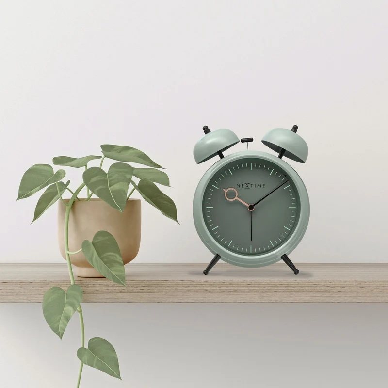 Table Alarm Clock 15x18x7cm - Silent - Light function - Metal "Golden Hour"