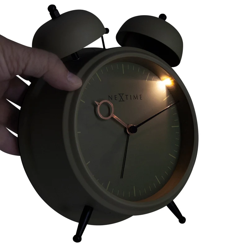Table Alarm Clock 15x18x7cm - Silent - Light function - Metal "Golden Hour"
