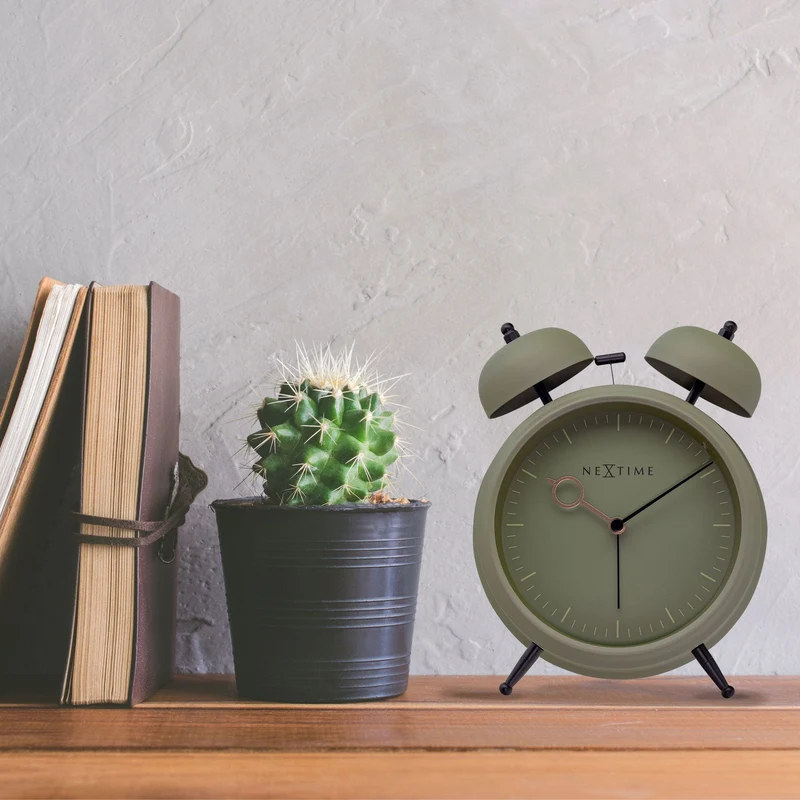 Table Alarm Clock 15x18x7cm - Silent - Light function - Metal "Golden Hour"