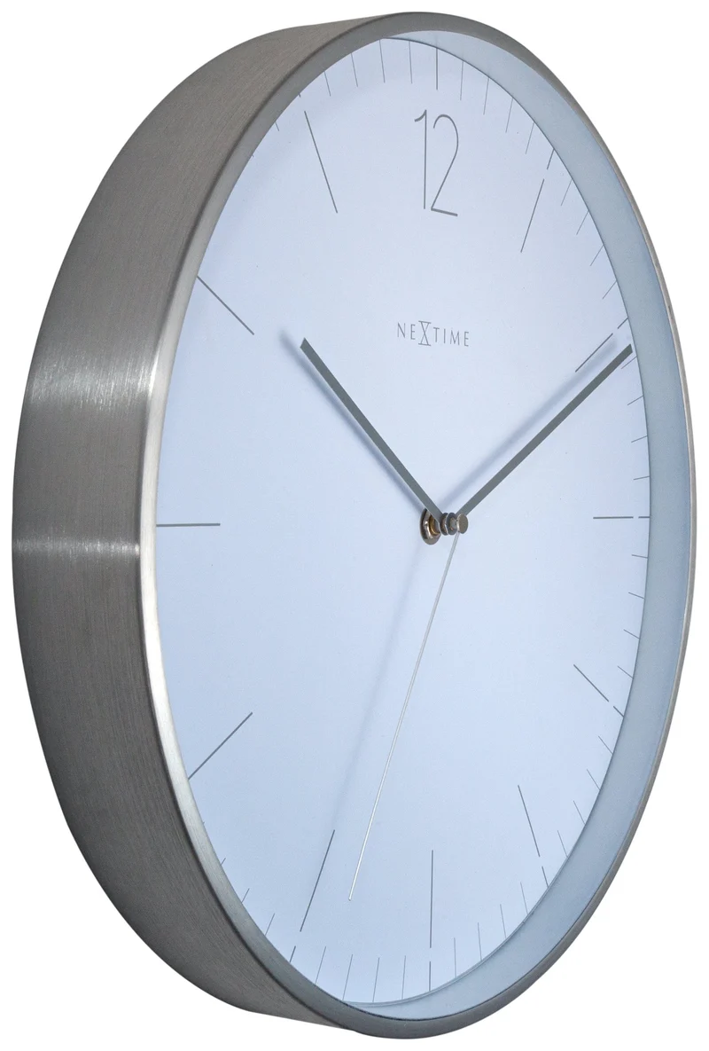 Wall clock - 34 cm - Glass / Metal - Elegant 'Essential Silver'