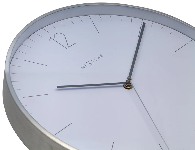 Wall clock - 34 cm - Glass / Metal - Elegant 'Essential Silver'