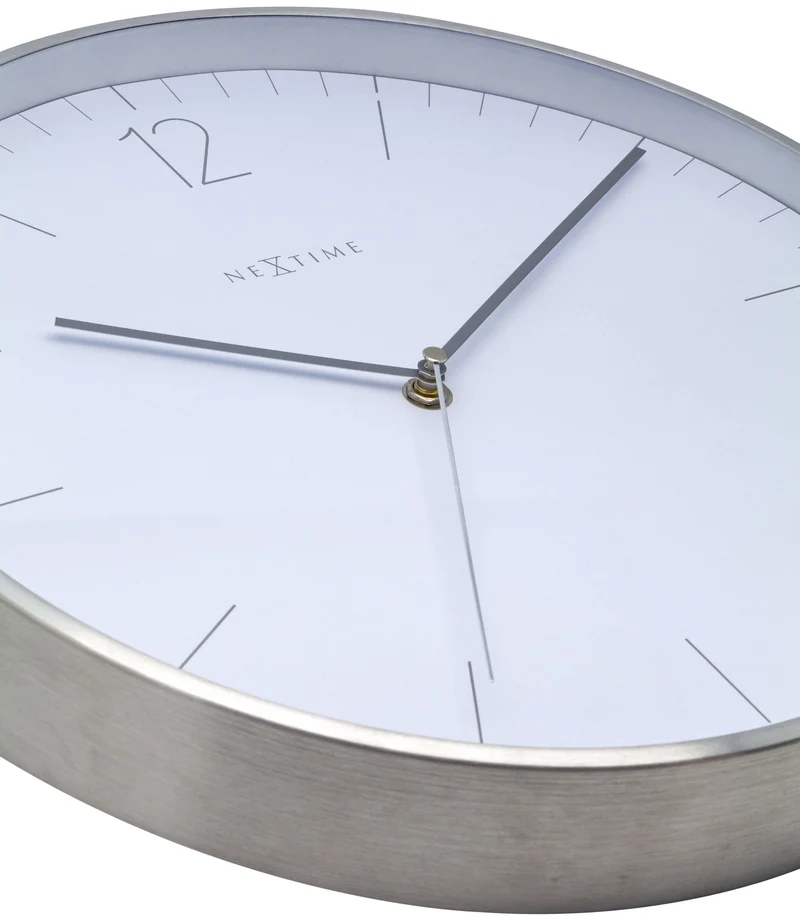 Wall clock - 34 cm - Glass / Metal - Elegant 'Essential Silver'