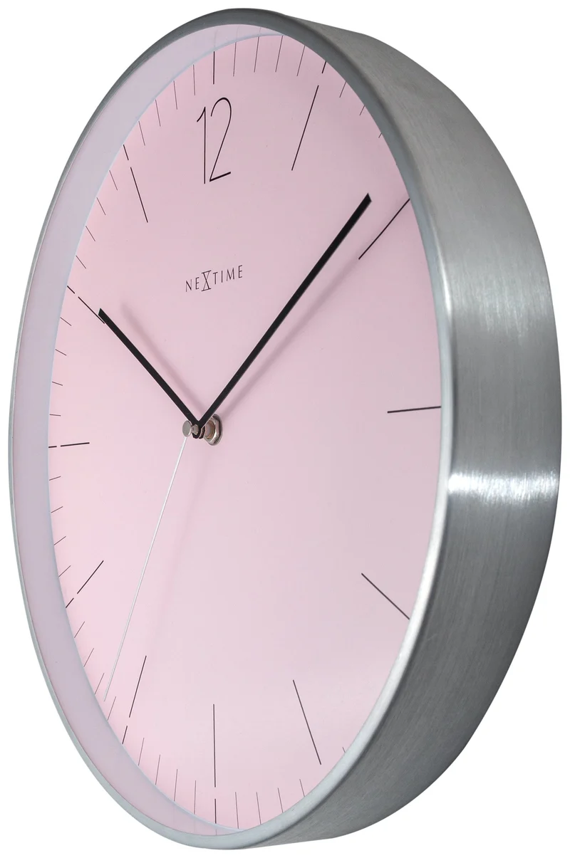 Wall clock - 34 cm - Glass / Metal - Elegant 'Essential Silver'