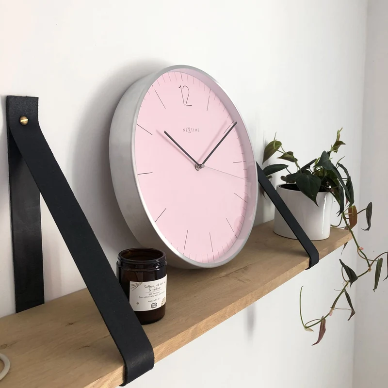 Wall clock - 34 cm - Glass / Metal - Elegant 'Essential Silver'