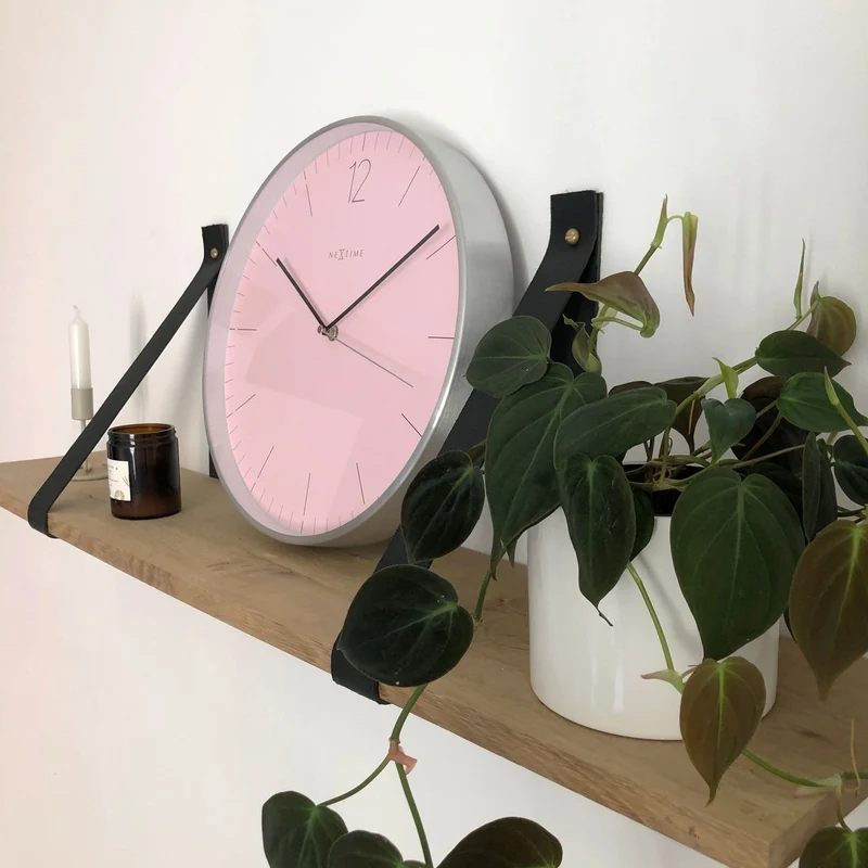 Wall clock - 34 cm - Glass / Metal - Elegant 'Essential Silver'