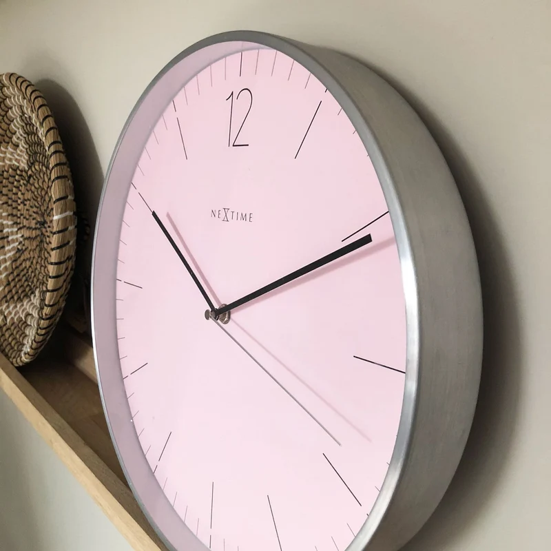Wall clock - 34 cm - Glass / Metal - Elegant 'Essential Silver'